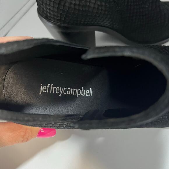 Jeffrey Campbell Womens Size 8.5 Rosee Snake Suede Leather Boots Booties Black - Picture 11 of 13